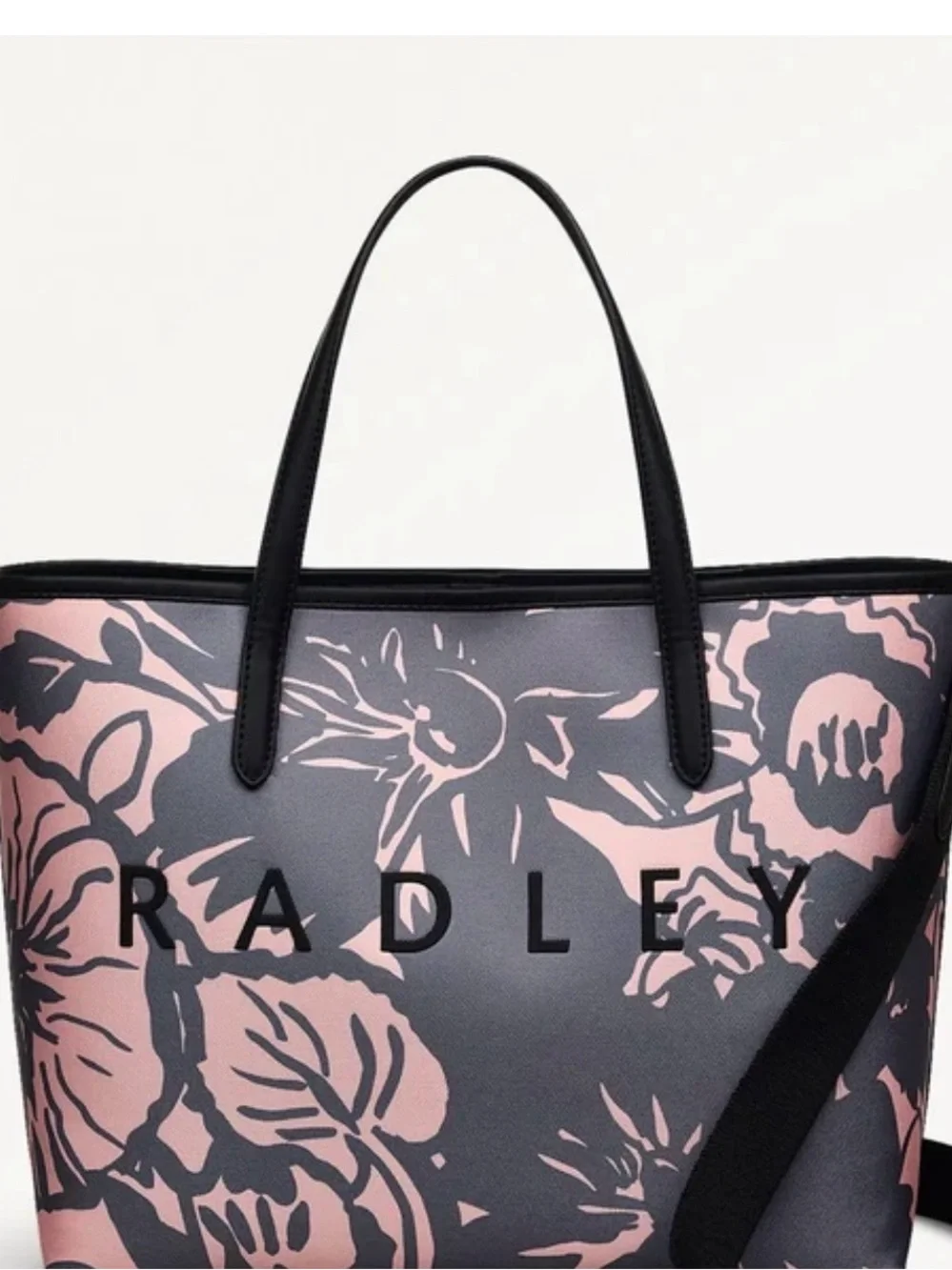 RADLEY LONDON Pink Floral on Gray Tote Southwell gardens
